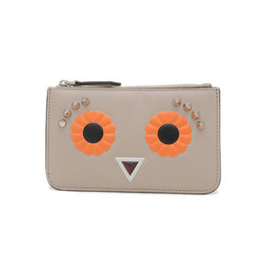 Fendi Wallet/Coin Case Leather Greige 8AP151